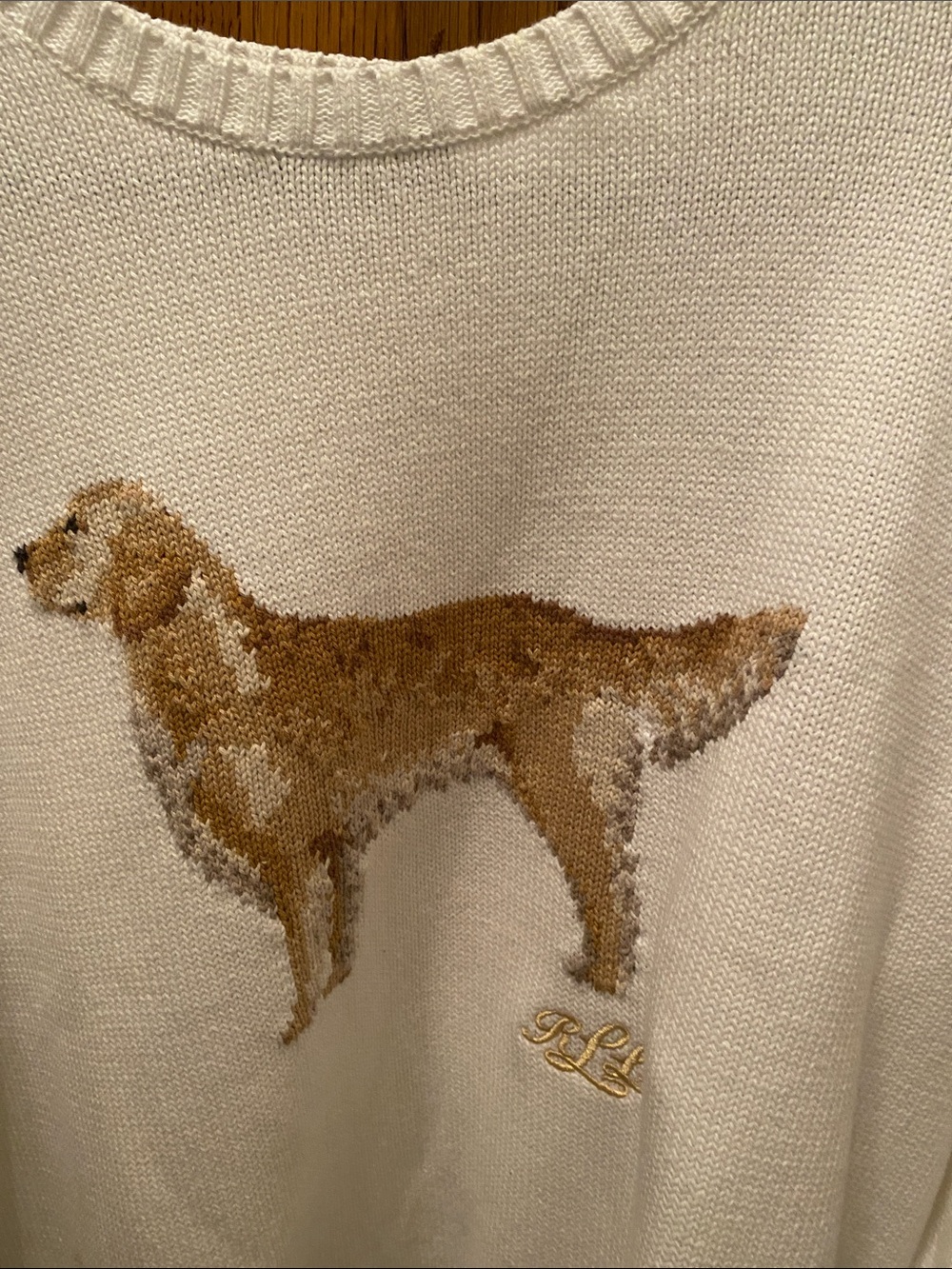 Ralph Lauren Woman’s Off White Intarsia-Knit Vizsla Crewneck Sweater Sz XXL NWT - Picture 3 of 13